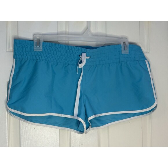 Women Turquoise Blue Elastic Waist Shorts XL Unlined Swim Beach Casual - Picture 1 of 5
